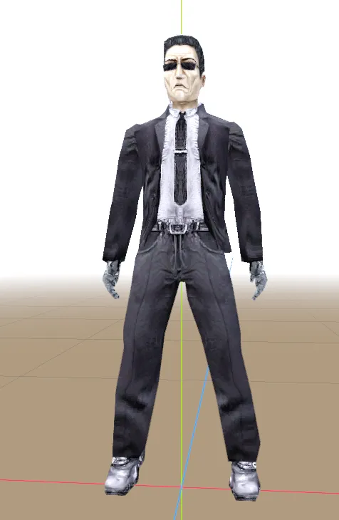 Picture showing a low-poly man in a black suit and sunglasses, who looks a lot like G-Man from Half-life 1.